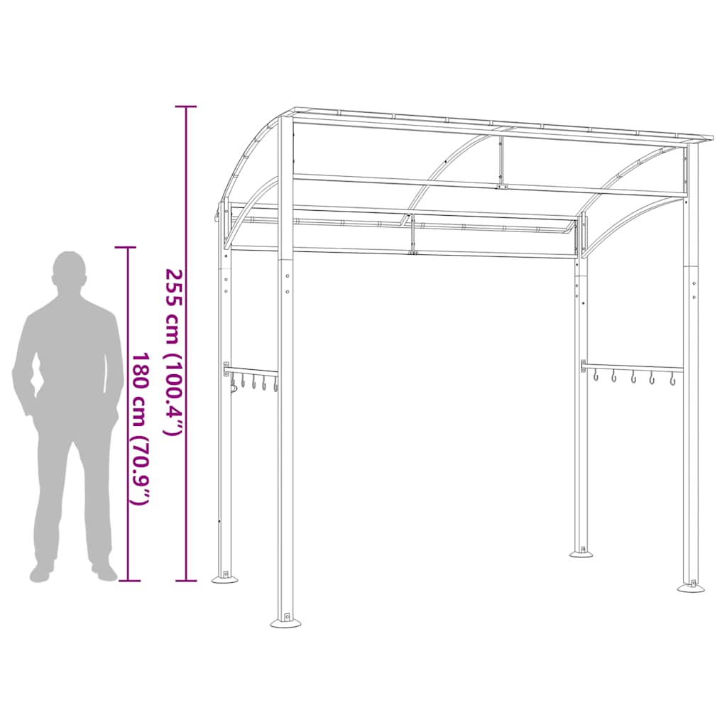 Barbecue paviljoen 215x150x220 cm staal antraciet is nu te koop bij PeponiXL, paradijselijk wonen!