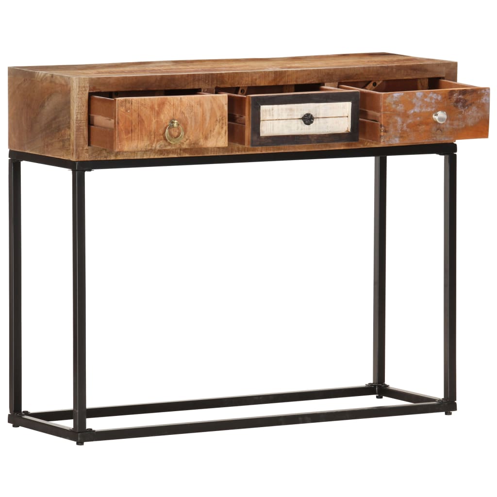 Wandtafel 90x30x75 cm massief gerecycled hout goudkleurig is nu te koop bij PeponiXL, paradijselijk wonen!