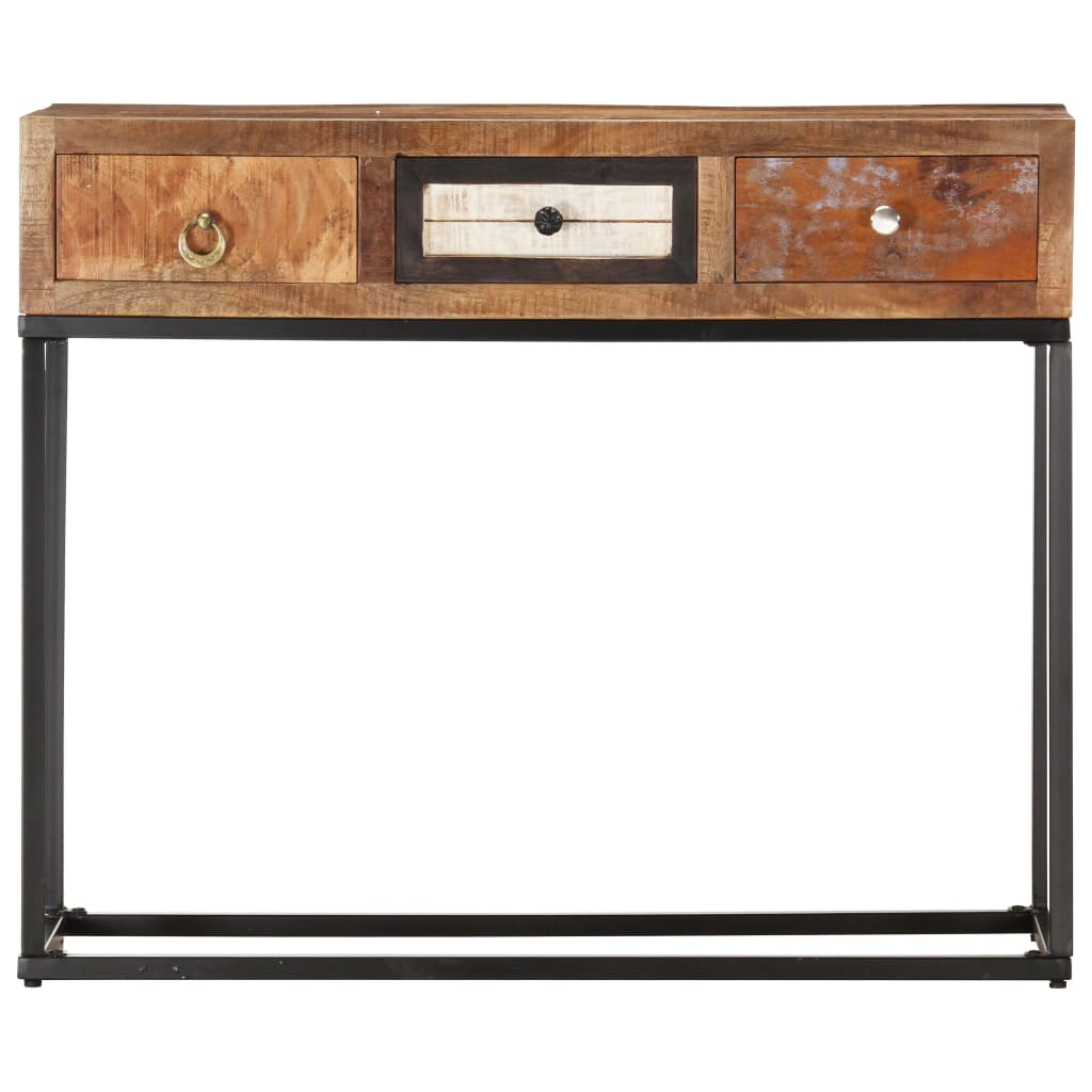 Wandtafel 90x30x75 cm massief gerecycled hout goudkleurig is nu te koop bij PeponiXL, paradijselijk wonen!