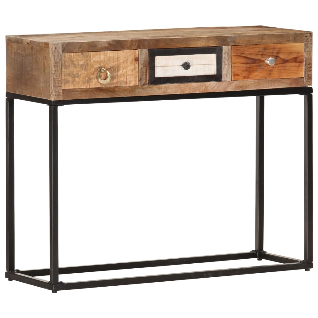 Wandtafel 90x30x75 cm massief gerecycled hout goudkleurig is nu te koop bij PeponiXL, paradijselijk wonen!