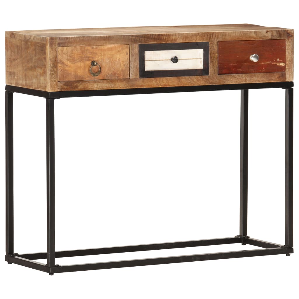 Wandtafel 90x30x75 cm massief gerecycled hout goudkleurig is nu te koop bij PeponiXL, paradijselijk wonen!