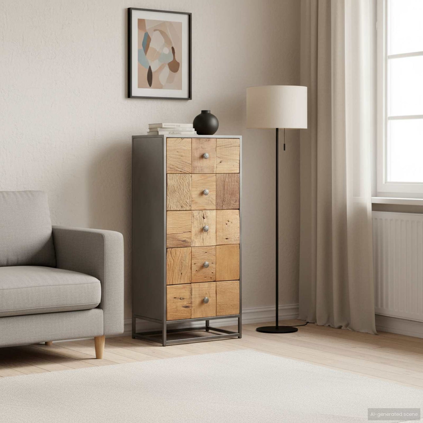 Ladekast 45x30x100 cm massief gerecycled hout