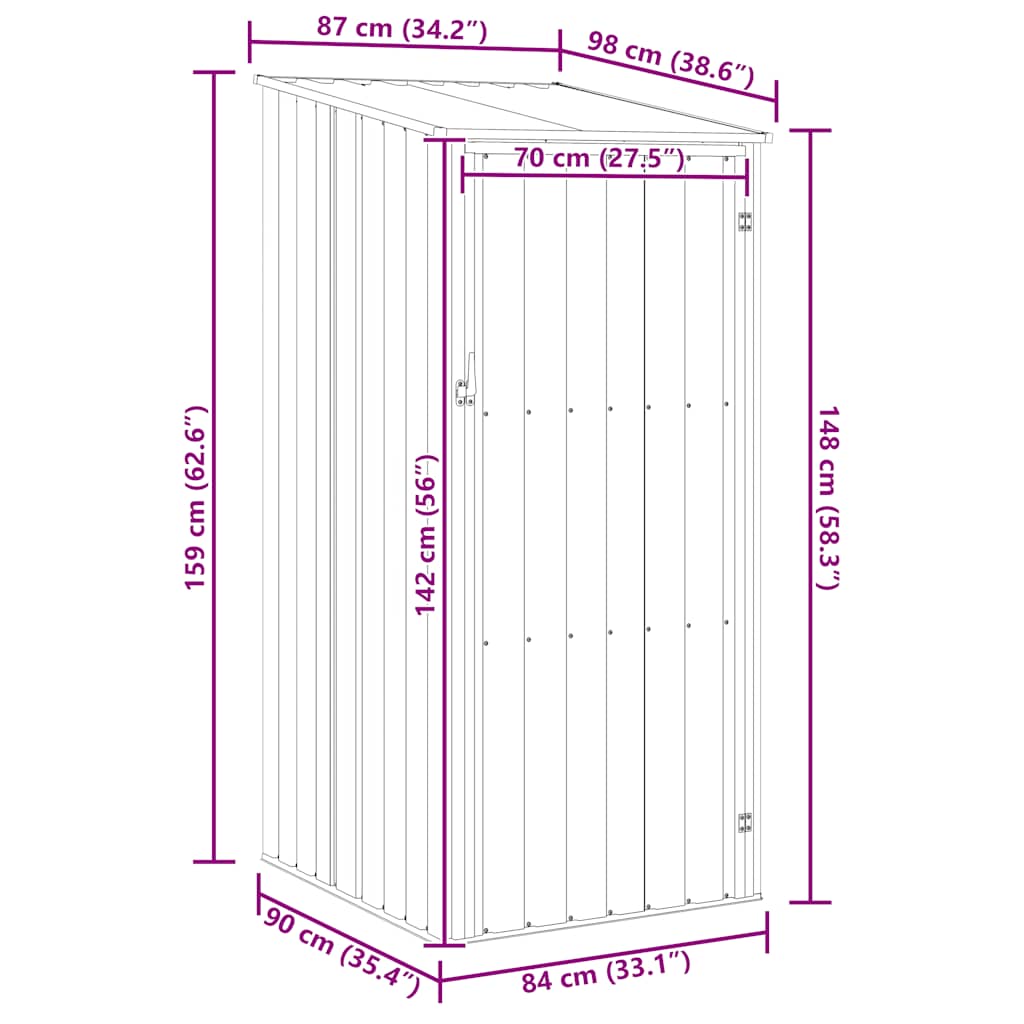 Tuinschuur 87x98x159 cm gegalvaniseerd staal grijs is nu te koop bij PeponiXL, paradijselijk wonen!
