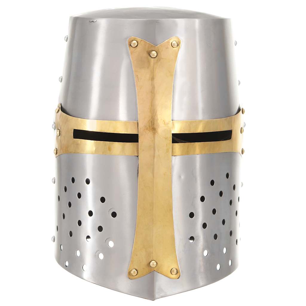 Kruisvaardershelm middeleeuws replica LARP staal zilverkleurig is nu te koop bij PeponiXL, paradijselijk wonen!