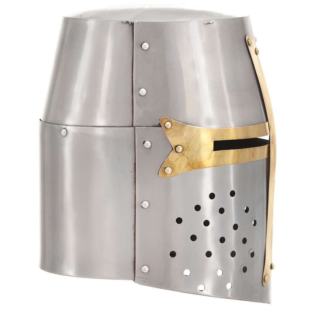 Kruisvaardershelm middeleeuws replica LARP staal zilverkleurig is nu te koop bij PeponiXL, paradijselijk wonen!