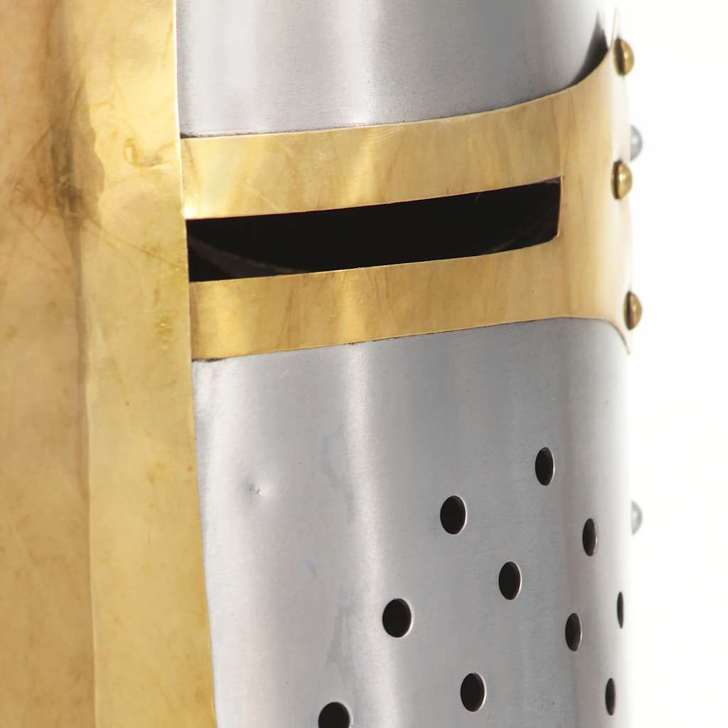 Kruisvaardershelm middeleeuws replica LARP staal zilverkleurig is nu te koop bij PeponiXL, paradijselijk wonen!