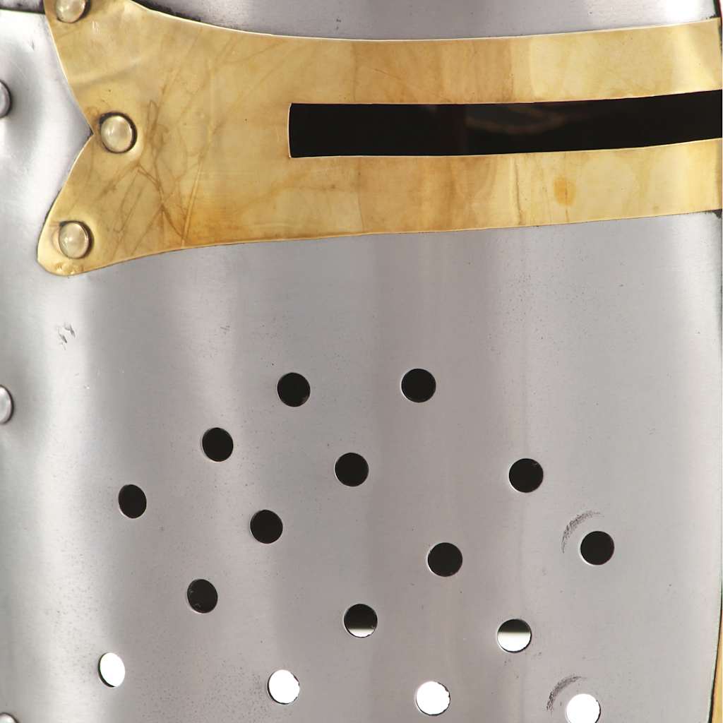 Kruisvaardershelm middeleeuws replica LARP staal zilverkleurig is nu te koop bij PeponiXL, paradijselijk wonen!