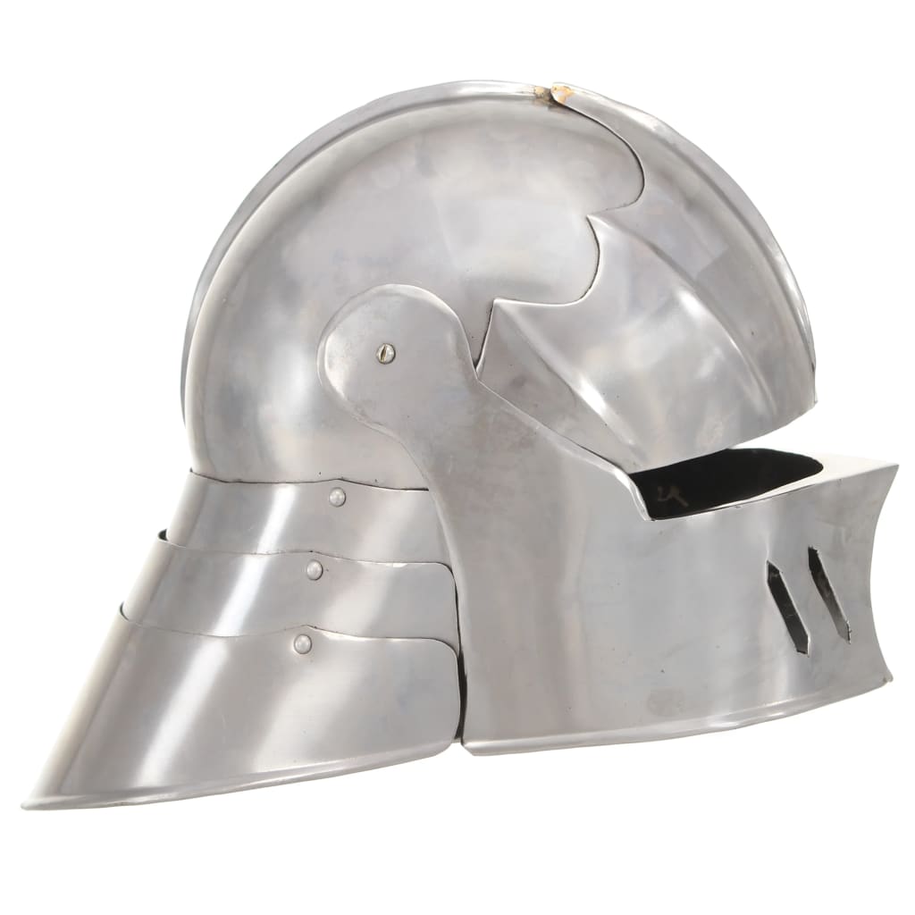 Ridderhelm middeleeuws replica LARP staal zilverkleurig is nu te koop bij PeponiXL, paradijselijk wonen!