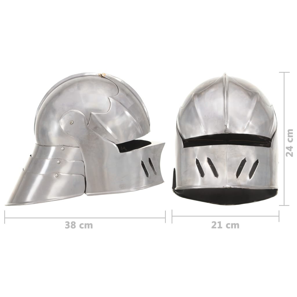 Ridderhelm middeleeuws replica LARP staal zilverkleurig is nu te koop bij PeponiXL, paradijselijk wonen!