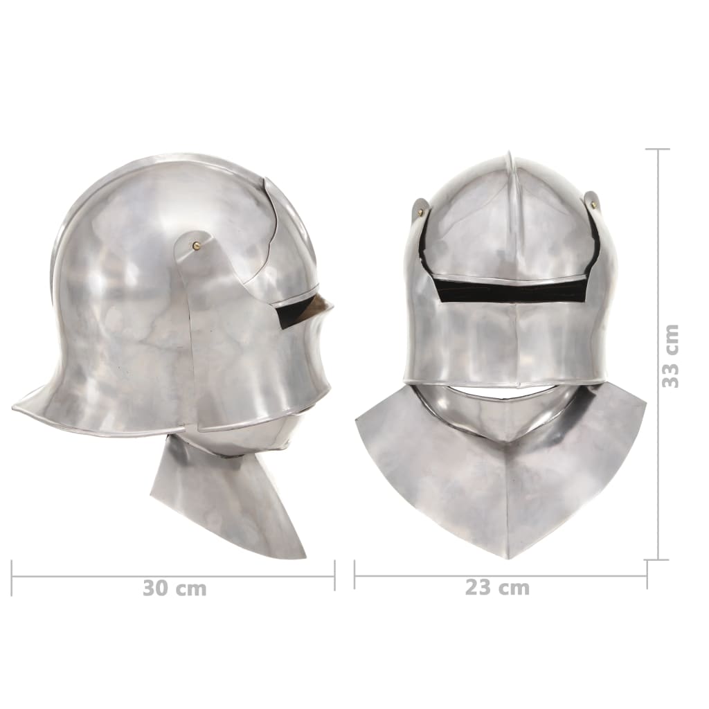 Ridderhelm middeleeuws replica LARP staal zilverkleurig is nu te koop bij PeponiXL, paradijselijk wonen!