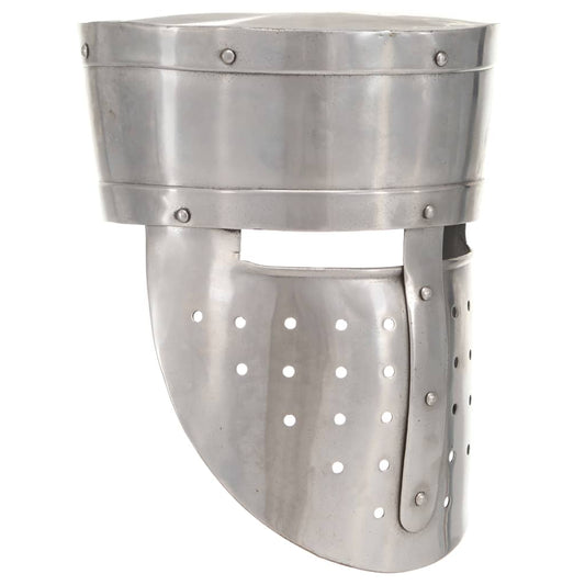 Ridderhelm middeleeuws replica LARP staal zilverkleurig is nu te koop bij PeponiXL, paradijselijk wonen!