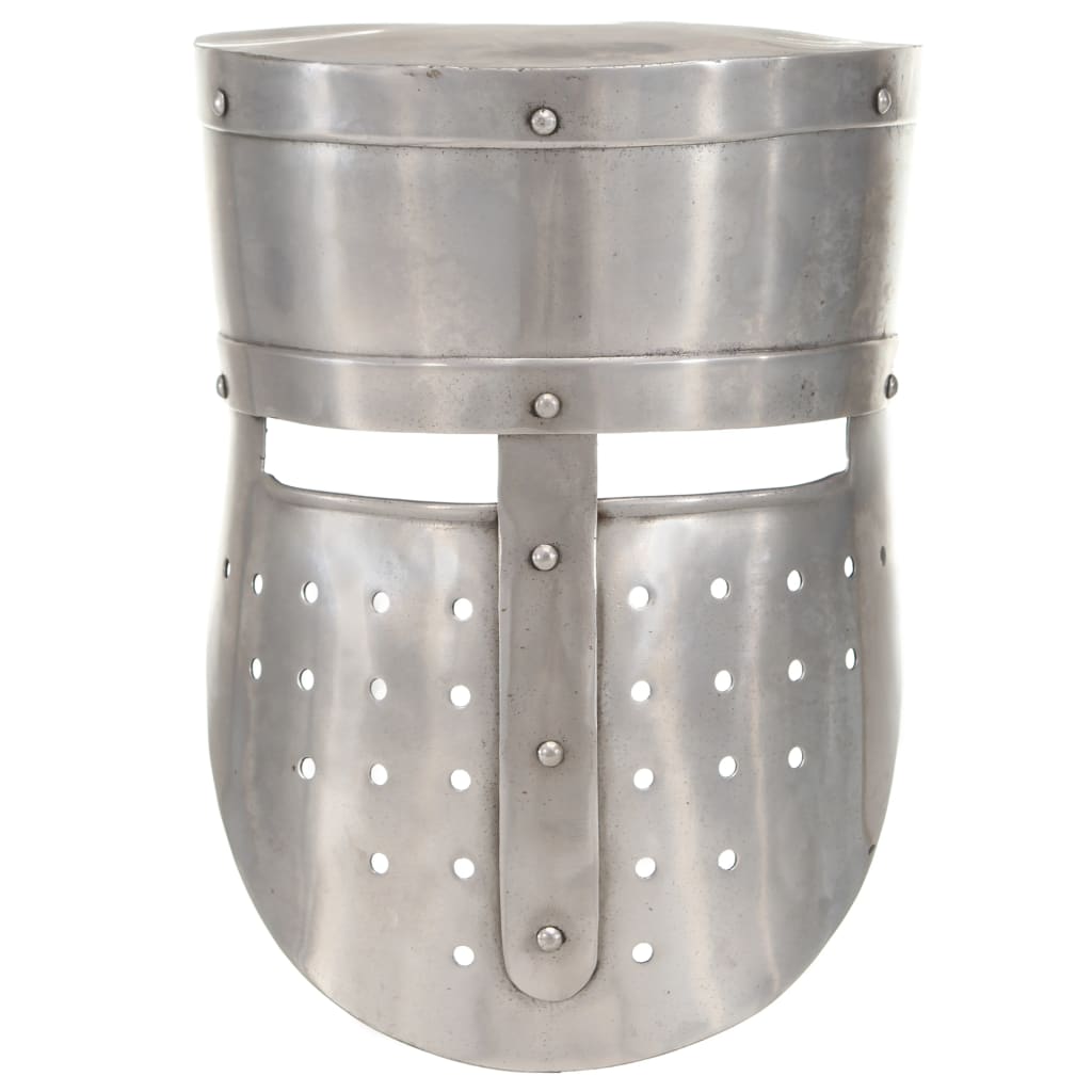 Ridderhelm middeleeuws replica LARP staal zilverkleurig is nu te koop bij PeponiXL, paradijselijk wonen!