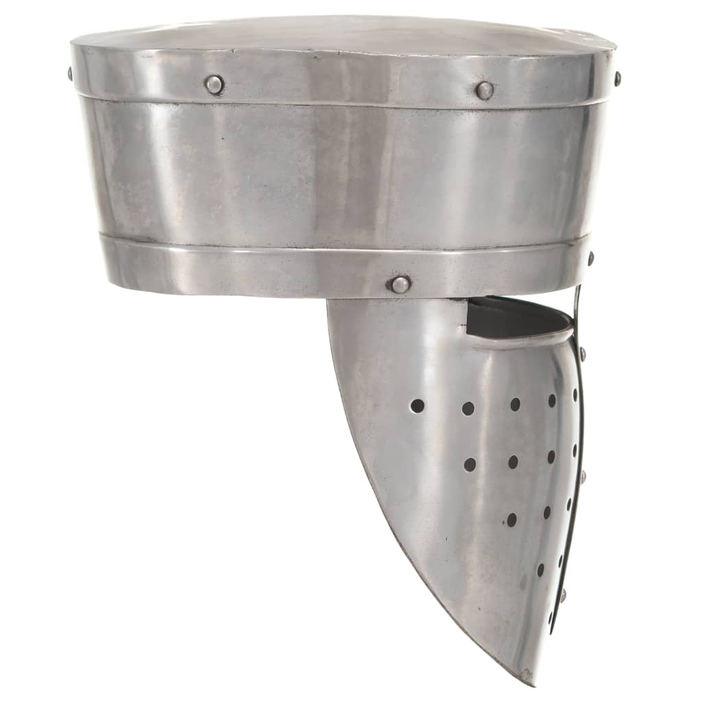 Ridderhelm middeleeuws replica LARP staal zilverkleurig is nu te koop bij PeponiXL, paradijselijk wonen!