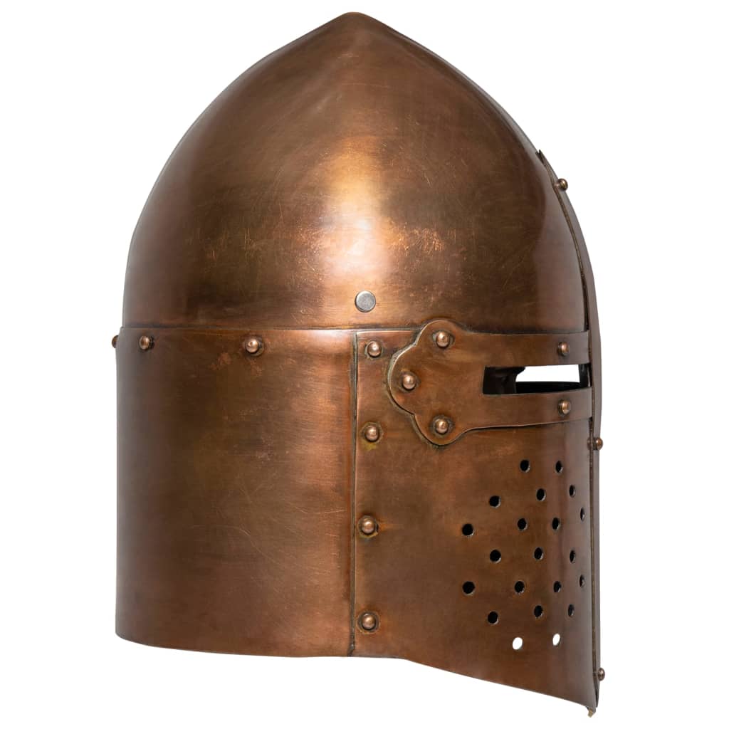 Ridderhelm middeleeuws replica LARP staal koperkleurig is nu te koop bij PeponiXL, paradijselijk wonen!