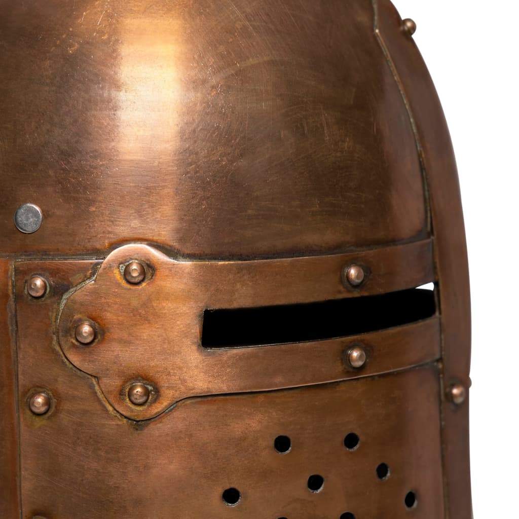 Ridderhelm middeleeuws replica LARP staal koperkleurig is nu te koop bij PeponiXL, paradijselijk wonen!