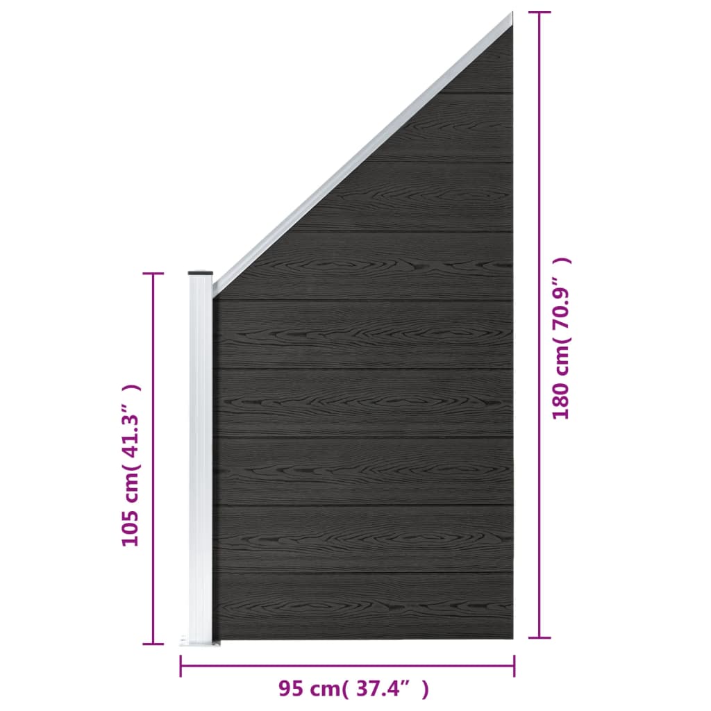 Schuttingpaneel 95x(105-180) cm HKC grijs is nu te koop bij PeponiXL, paradijselijk wonen!