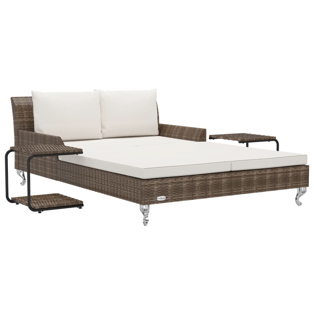 Ligbed met kussens 2-persoons poly rattan bruin is nu te koop bij PeponiXL, paradijselijk wonen!