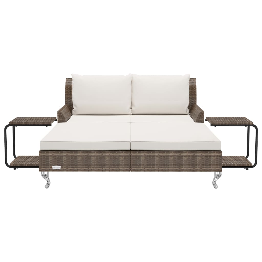 Ligbed met kussens 2-persoons poly rattan bruin is nu te koop bij PeponiXL, paradijselijk wonen!