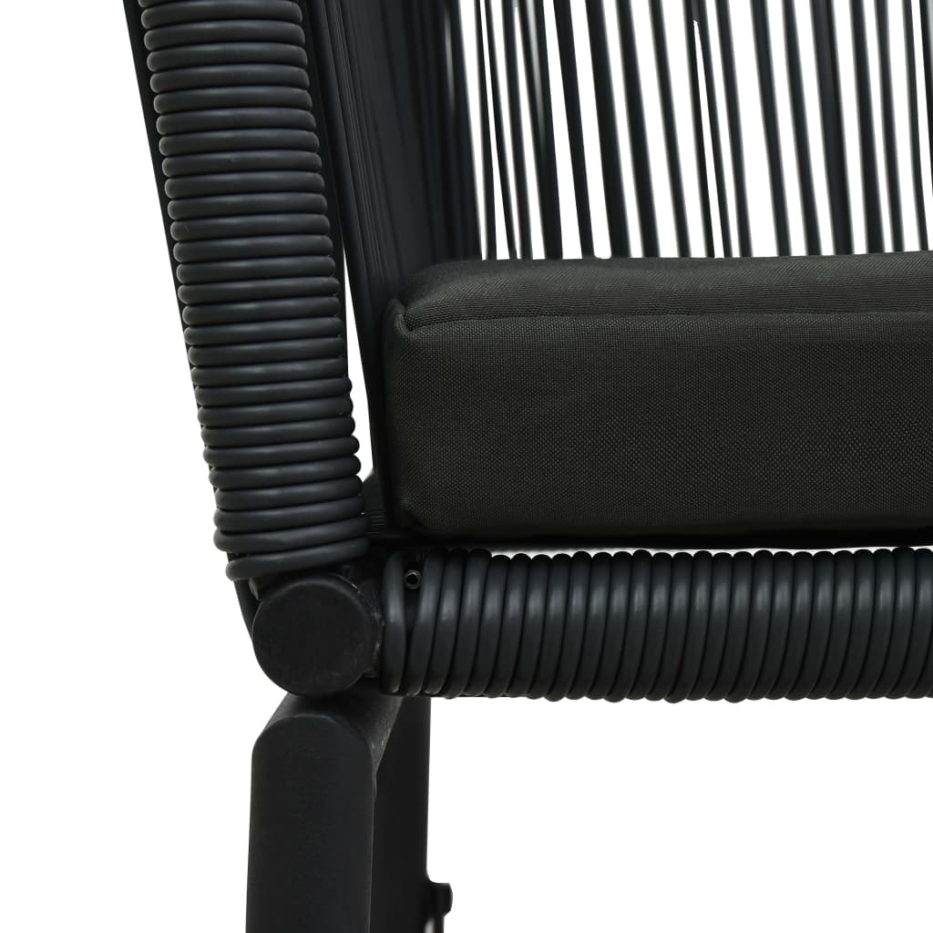 3-delige Bistroset met kussens PE-rattan zwart is nu te koop bij PeponiXL, paradijselijk wonen!