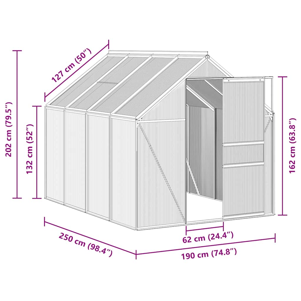 Tuinkas met basisframe 4,75 m² aluminium antracietkleurig is nu te koop bij PeponiXL, paradijselijk wonen!