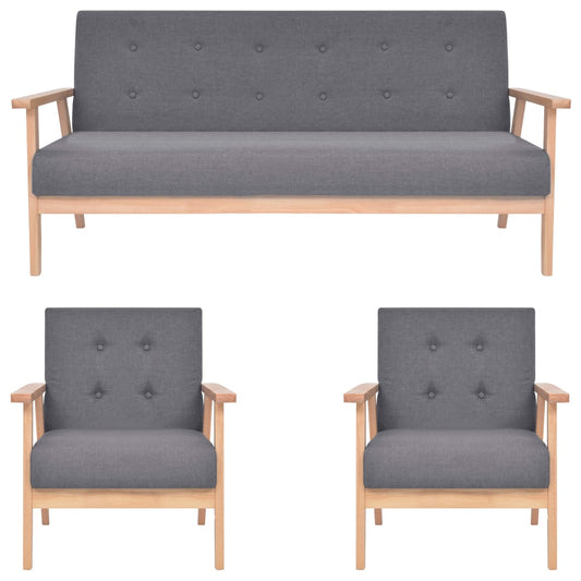 3-delig Bankstel stof donkergrijs is nu te koop bij PeponiXL, paradijselijk wonen!