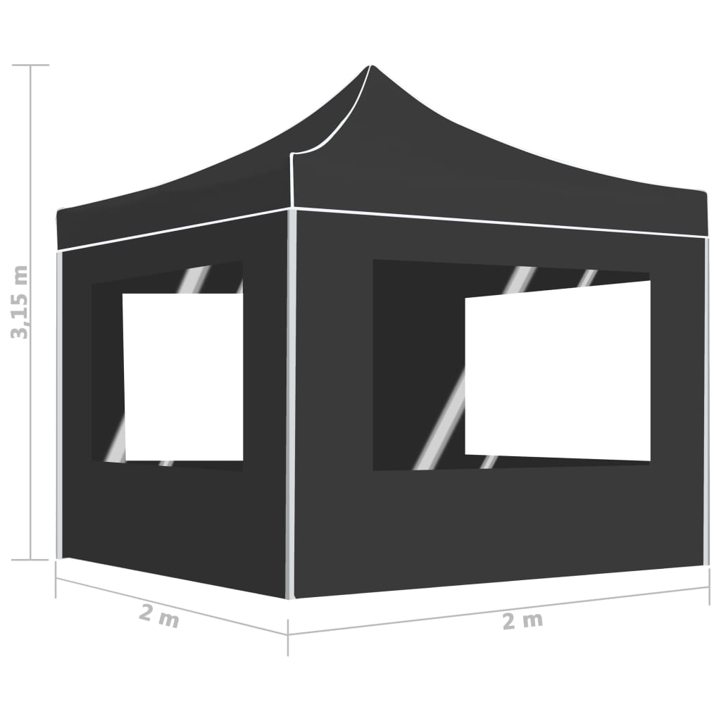 Partytent inklapbaar met wanden 2x2 m aluminium antraciet is nu te koop bij PeponiXL, paradijselijk wonen!