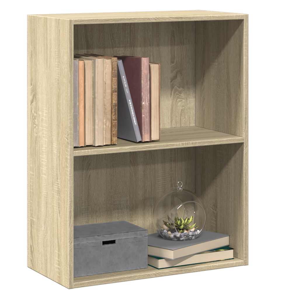 Boekenkast 2 schappen 60x30x76,5 cm bewerkt hout sonoma eiken is nu te koop bij PeponiXL, paradijselijk wonen!