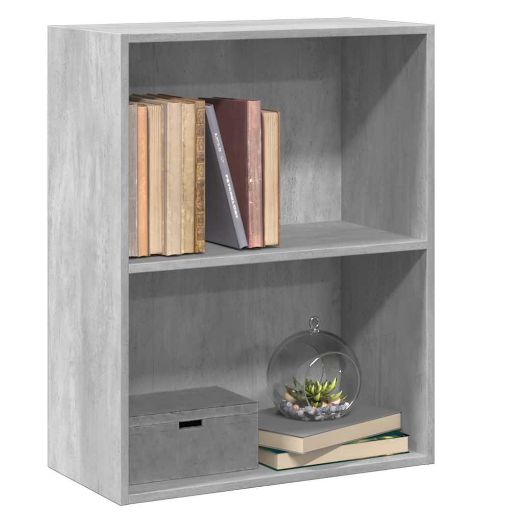 Boekenkast met 2 schappen 60x30x76,5 cm bewerkt hout betongrijs is nu te koop bij PeponiXL, paradijselijk wonen!