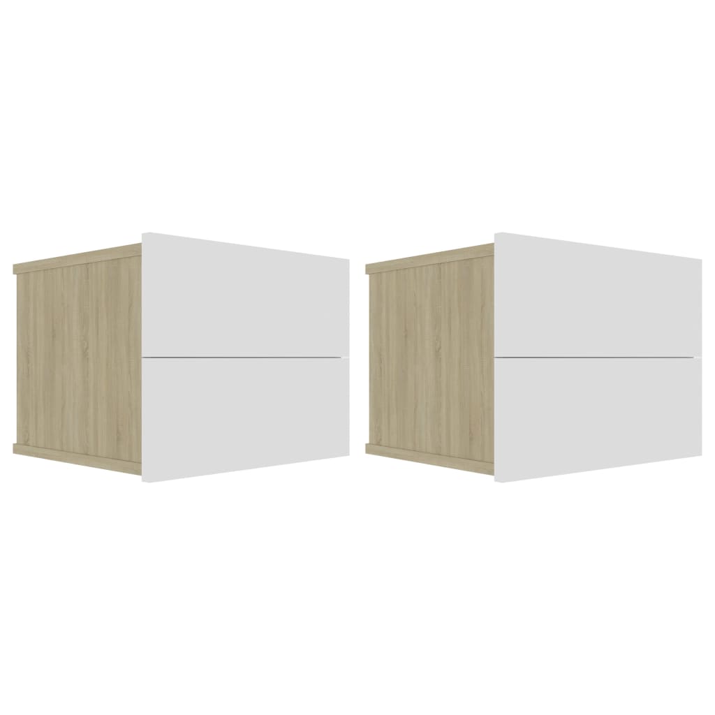 Nachtkastjes 2 st 40x30x30 cm wit sonoma eikenkleur is nu te koop bij PeponiXL, paradijselijk wonen!