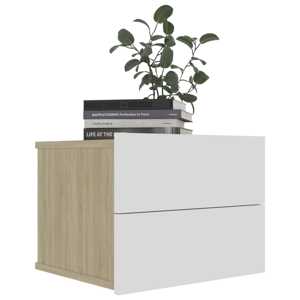 Nachtkastjes 2 st 40x30x30 cm wit sonoma eikenkleur is nu te koop bij PeponiXL, paradijselijk wonen!