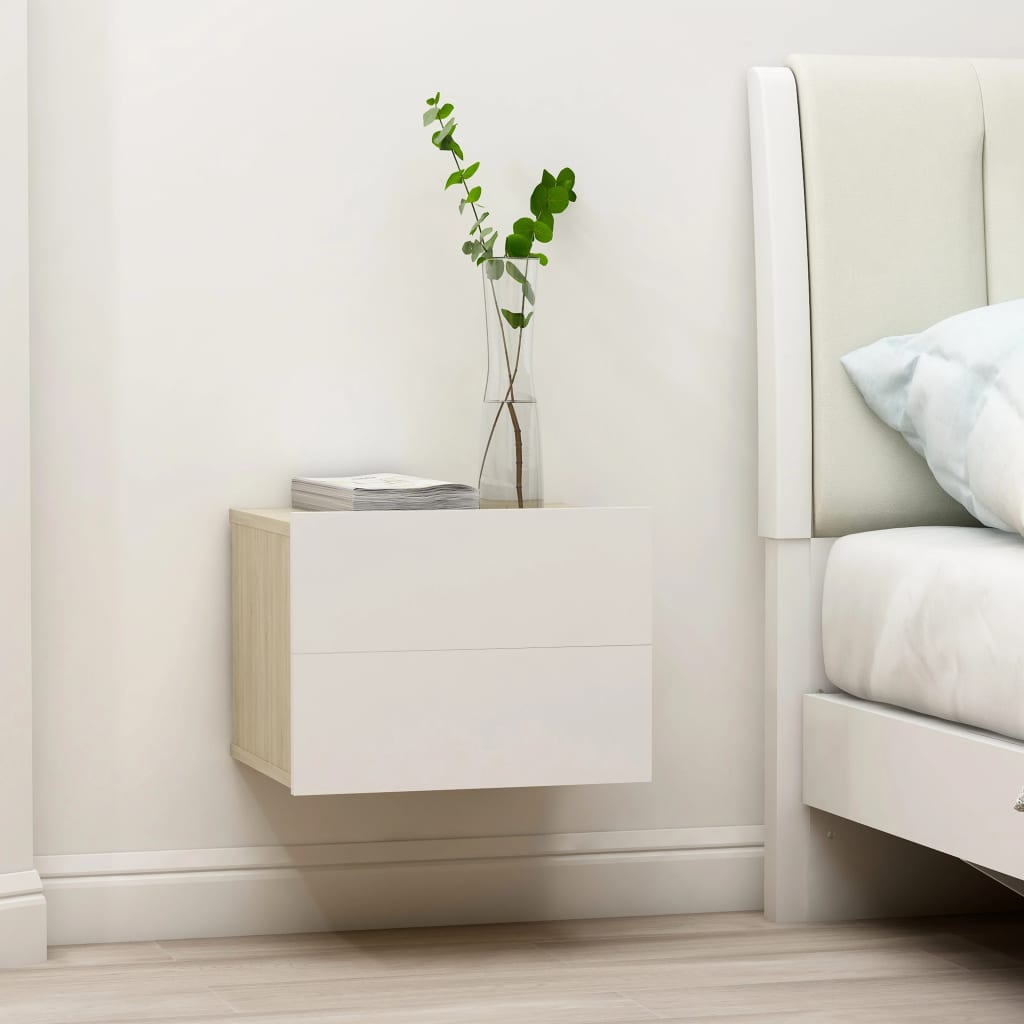 Nachtkastjes 2 st 40x30x30 cm wit sonoma eikenkleur is nu te koop bij PeponiXL, paradijselijk wonen!