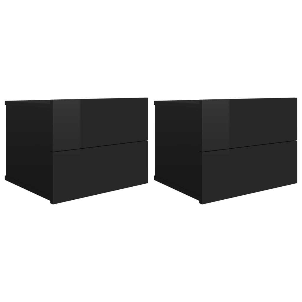 Nachtkastjes 2 st 40x30x30 cm bewerkt hout hoogglans zwart is nu te koop bij PeponiXL, paradijselijk wonen!