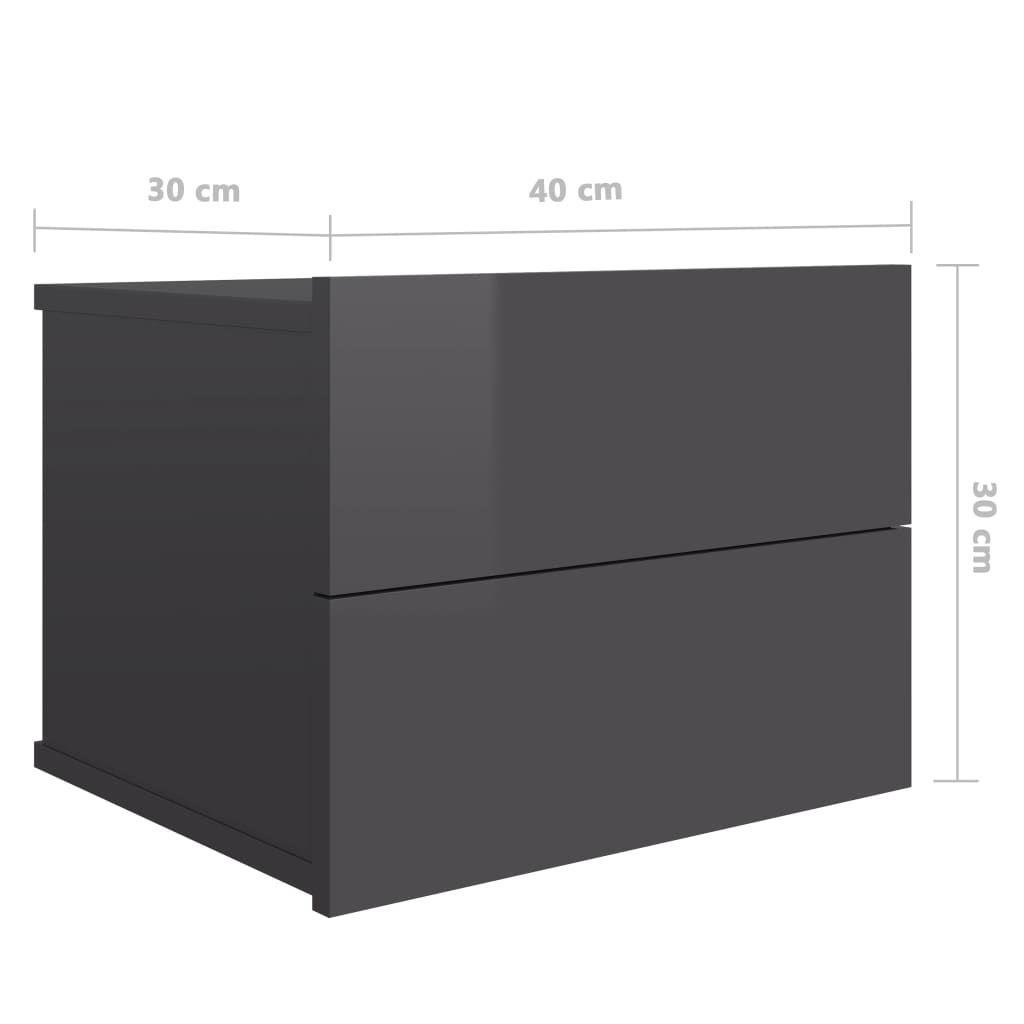 Nachtkastje 40x30x30 cm bewerkt hout hoogglans grijs is nu te koop bij PeponiXL, paradijselijk wonen!