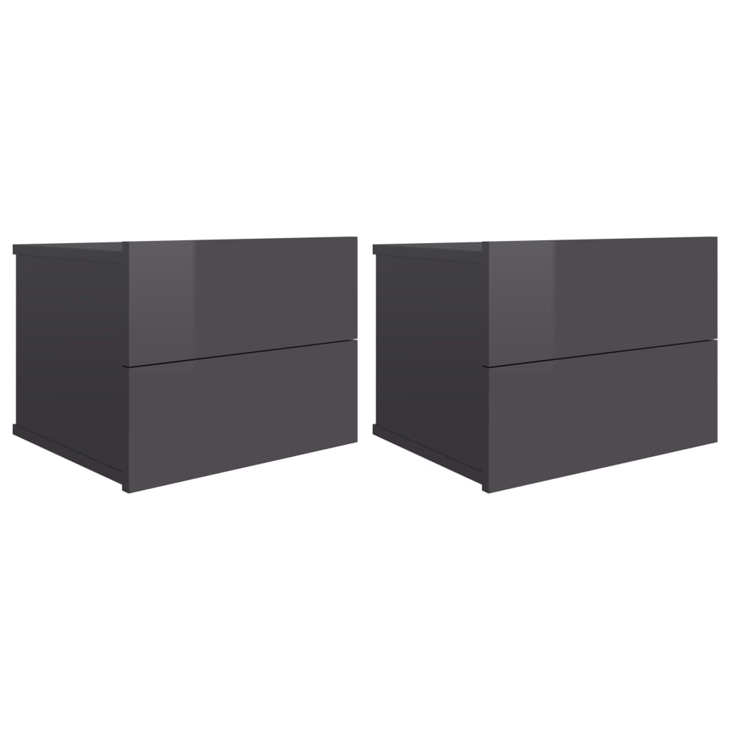 Nachtkastjes 2 st 40x30x30 cm bewerkt hout hoogglans grijs is nu te koop bij PeponiXL, paradijselijk wonen!