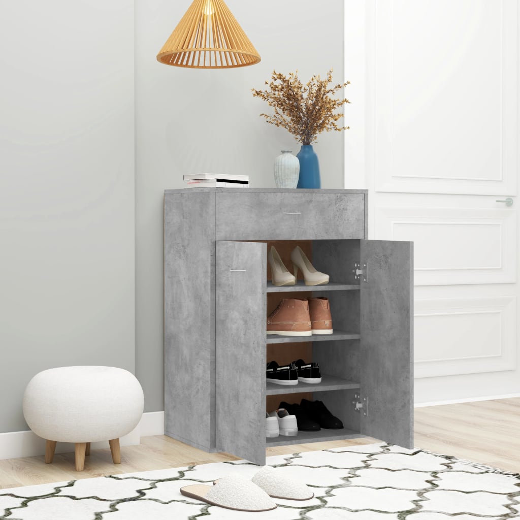 Schoenenkast 60x35x84 cm bewerkt hout betongrijs is nu te koop bij PeponiXL, paradijselijk wonen!