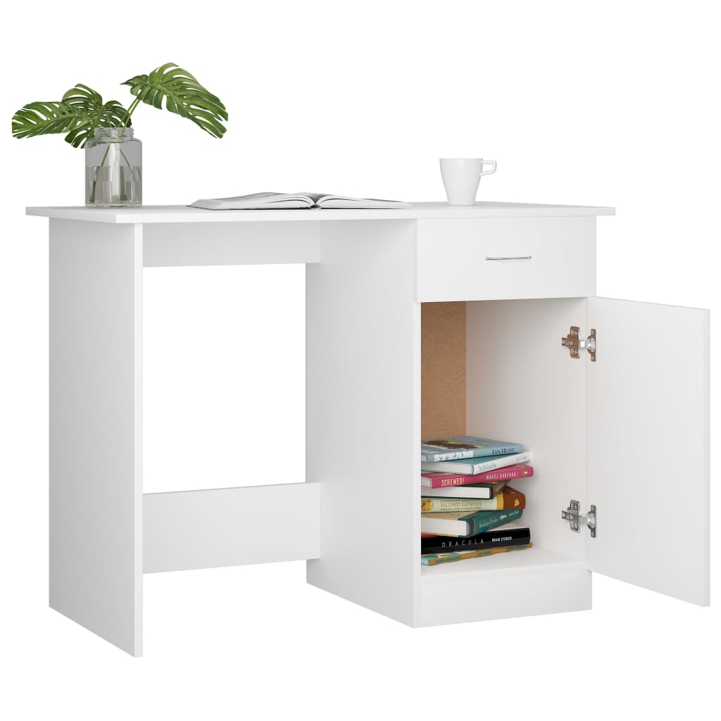 Bureau 100x50x76 cm bewerkt hout wit is nu te koop bij PeponiXL, paradijselijk wonen!