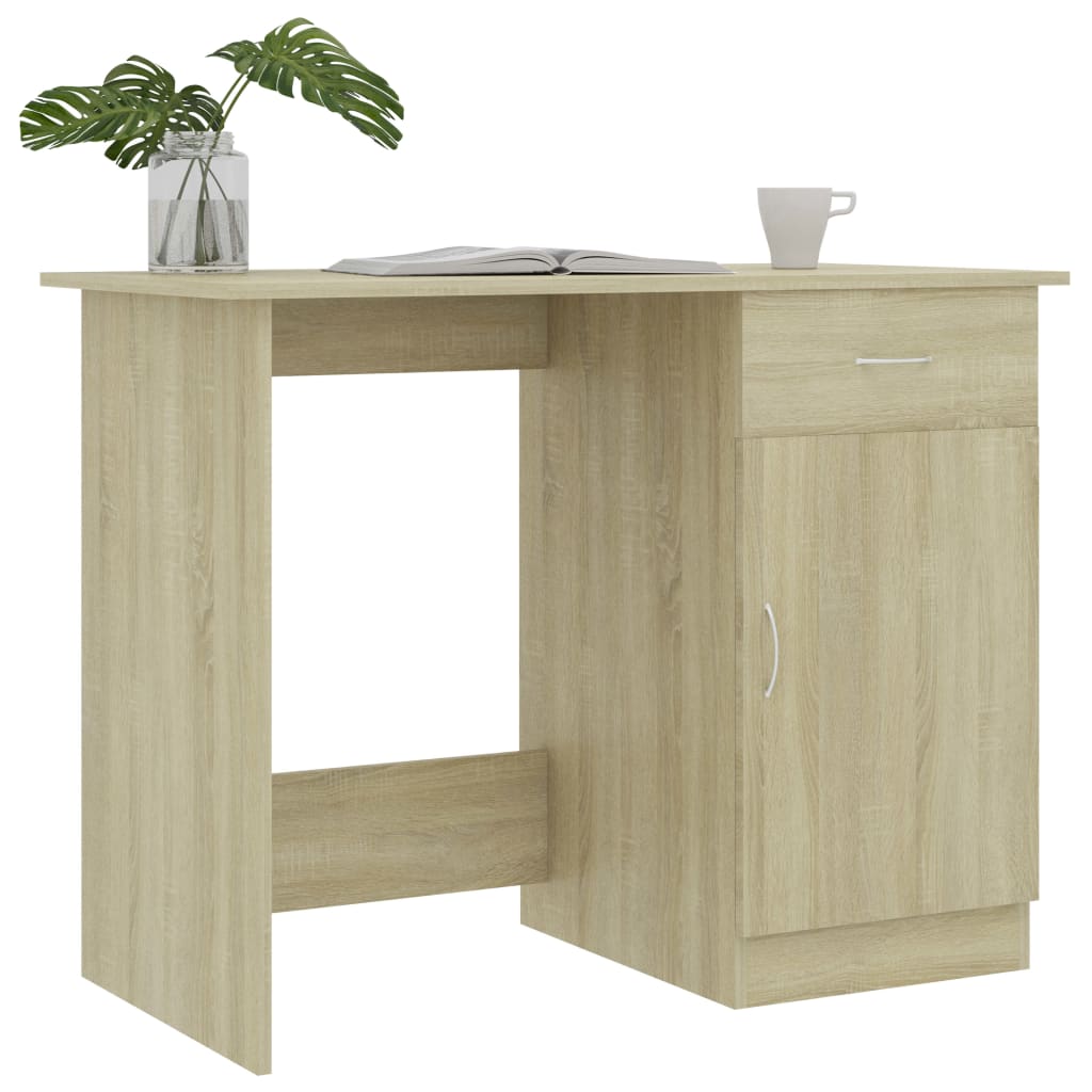 Bureau 100x50x76 cm bewerkt hout sonoma eikenkleurig is nu te koop bij PeponiXL, paradijselijk wonen!
