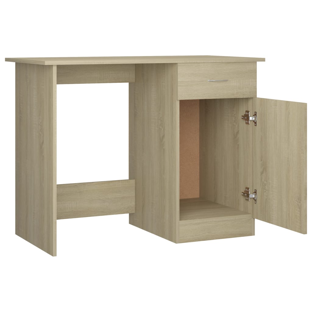 Bureau 100x50x76 cm bewerkt hout sonoma eikenkleurig is nu te koop bij PeponiXL, paradijselijk wonen!