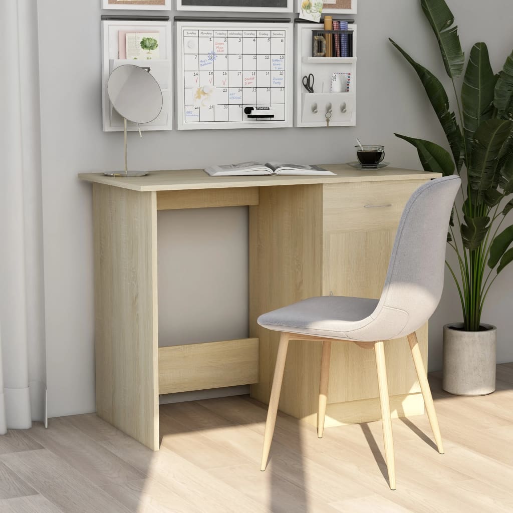 Bureau 100x50x76 cm bewerkt hout sonoma eikenkleurig is nu te koop bij PeponiXL, paradijselijk wonen!