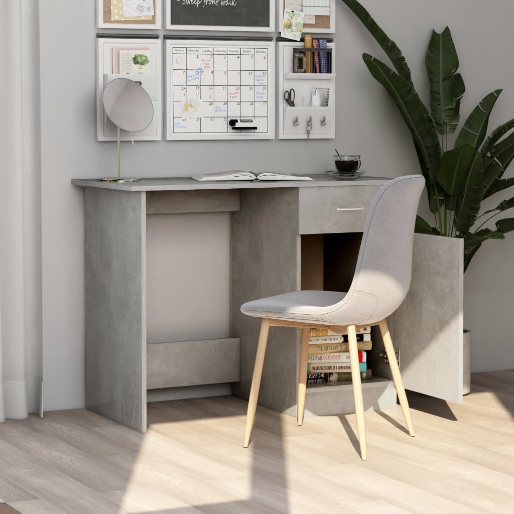 Bureau 100x50x76 cm bewerkt hout betongrijs is nu te koop bij PeponiXL, paradijselijk wonen!