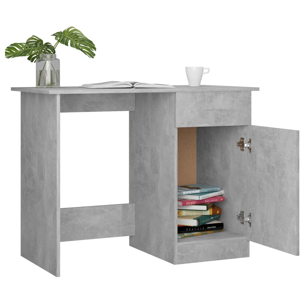 Bureau 100x50x76 cm bewerkt hout betongrijs is nu te koop bij PeponiXL, paradijselijk wonen!