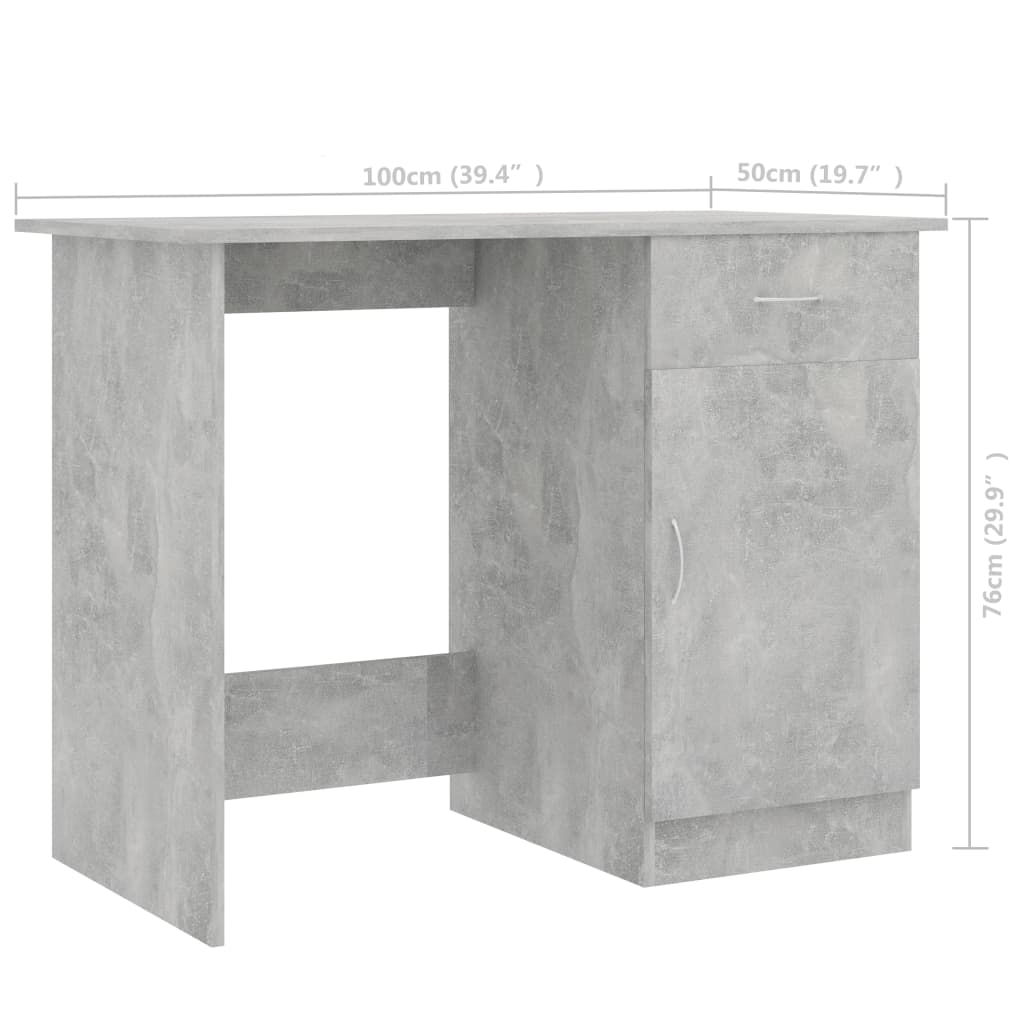 Bureau 100x50x76 cm bewerkt hout betongrijs is nu te koop bij PeponiXL, paradijselijk wonen!