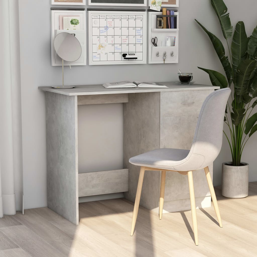 Bureau 100x50x76 cm bewerkt hout betongrijs is nu te koop bij PeponiXL, paradijselijk wonen!