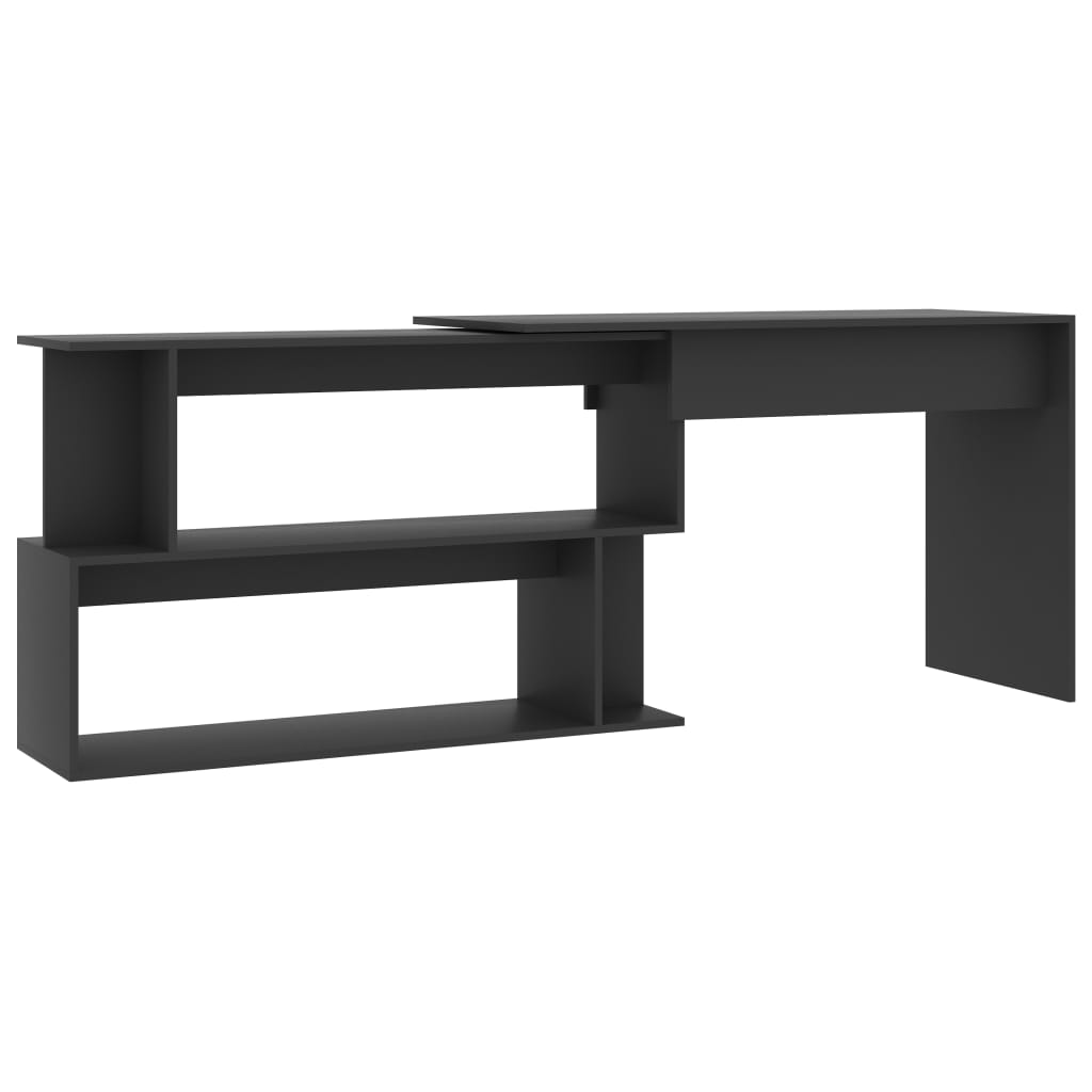 Hoekbureau 200x50x76 cm bewerkt hout grijs is nu te koop bij PeponiXL, paradijselijk wonen!