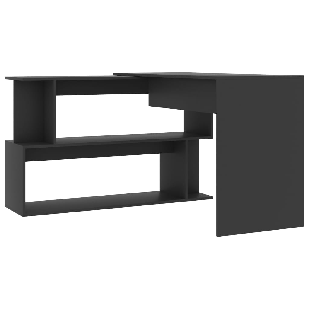 Hoekbureau 200x50x76 cm bewerkt hout grijs is nu te koop bij PeponiXL, paradijselijk wonen!