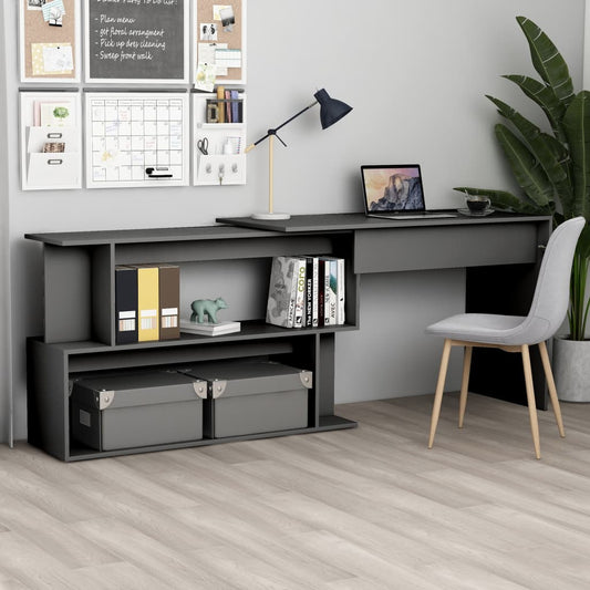 Hoekbureau 200x50x76 cm bewerkt hout grijs is nu te koop bij PeponiXL, paradijselijk wonen!