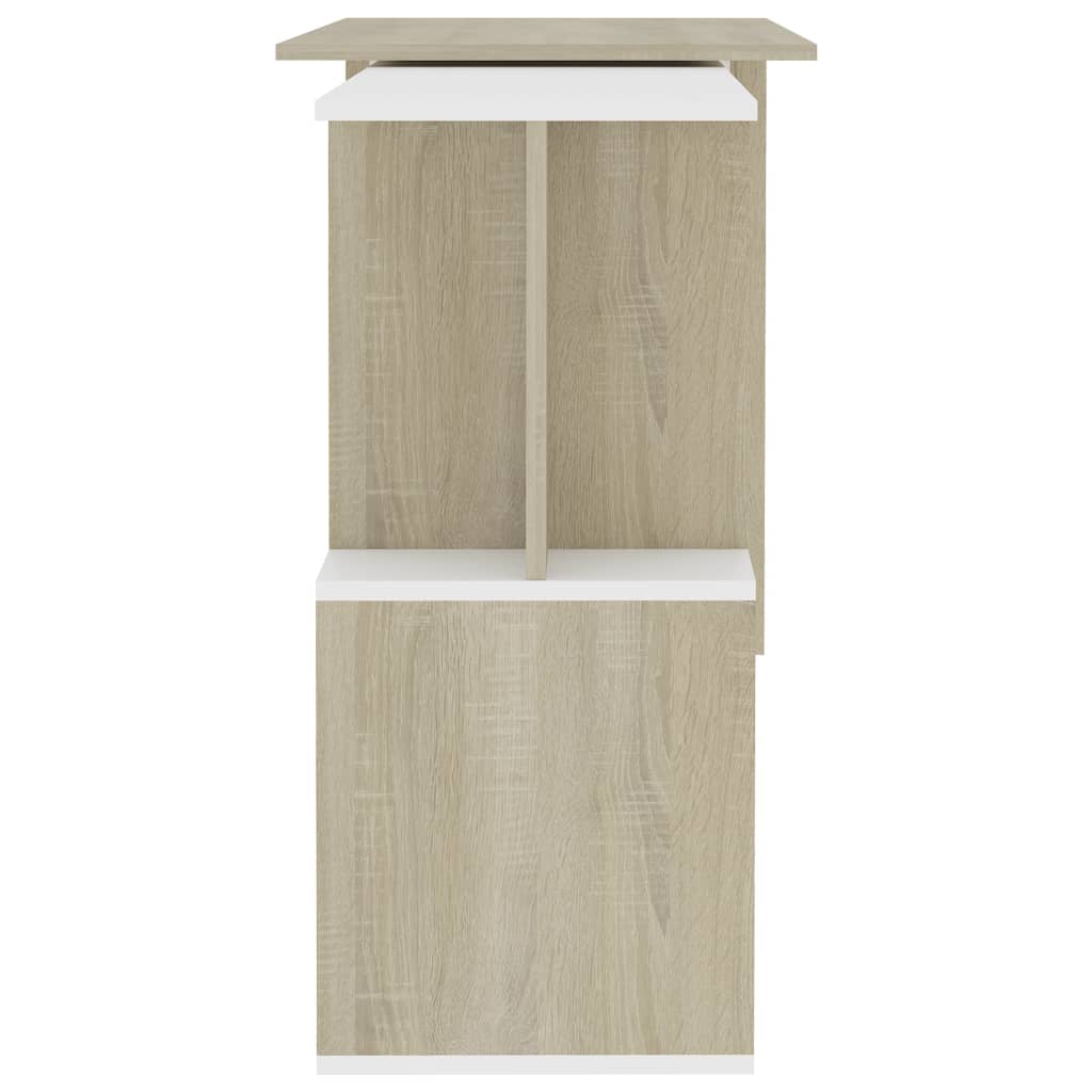Hoekbureau 200x50x76 cm bewerkt hout wit en sonoma eikenkleurig is nu te koop bij PeponiXL, paradijselijk wonen!