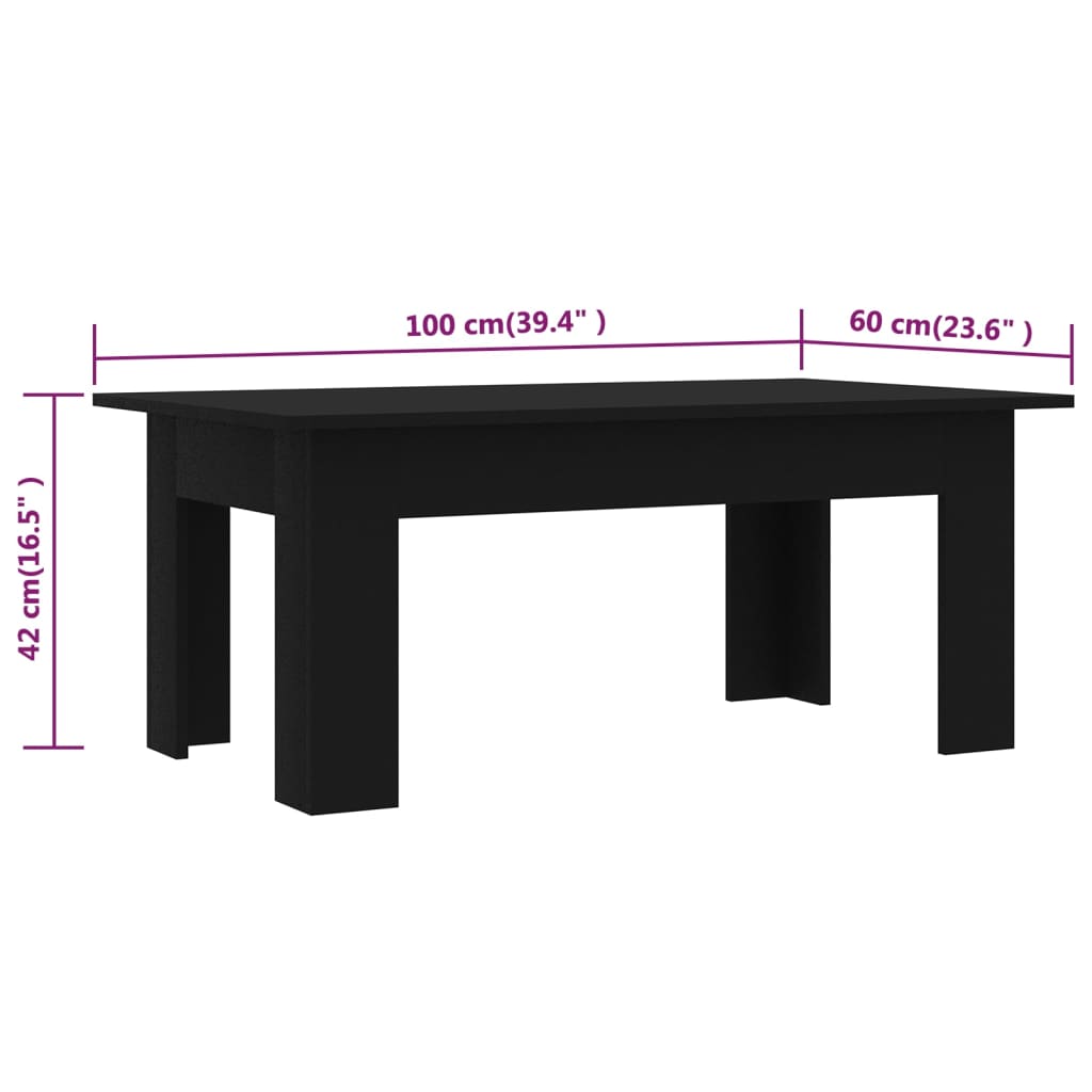 Salontafel 100x60x42 cm bewerkt hout zwart is nu te koop bij PeponiXL, paradijselijk wonen!