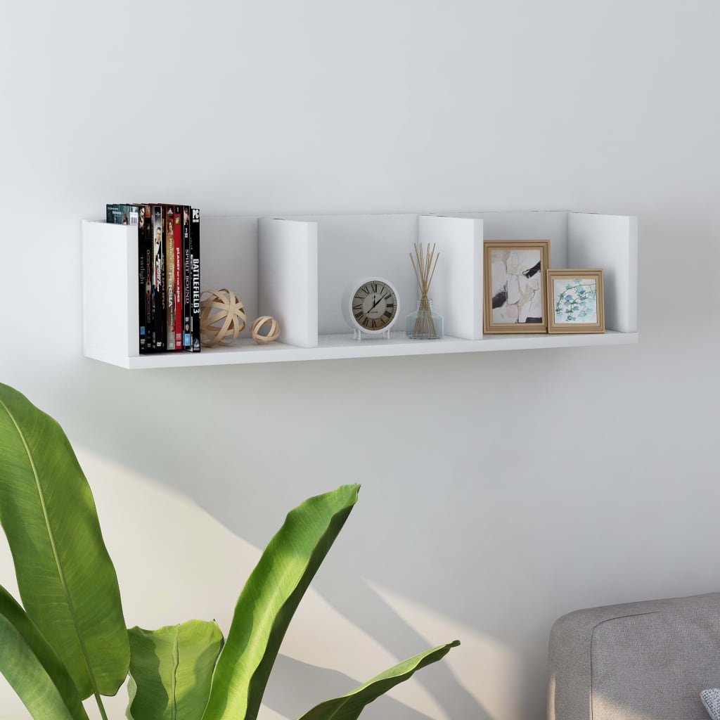 Cd-wandschap 75x18x18 cm bewerkt hout wit is nu te koop bij PeponiXL, paradijselijk wonen!