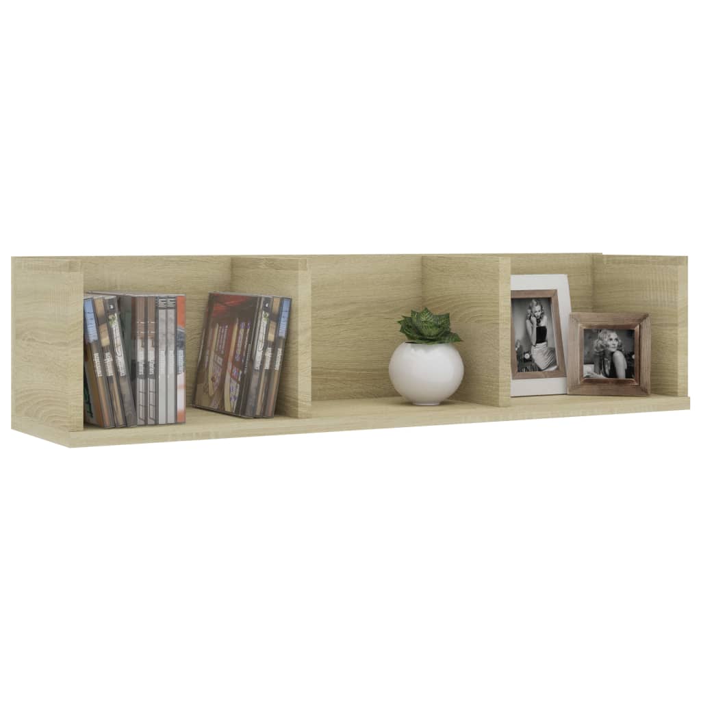Cd-wandschap 75x18x18 cm bewerkt hout sonoma eikenkleurig is nu te koop bij PeponiXL, paradijselijk wonen!